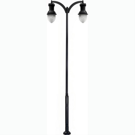 Dabmar Lighting GM9272-L160-30K-B Cast Alum 1 Post Top Fixture Pole + Base 120V-277V E39 2X LED 80W 30K Black