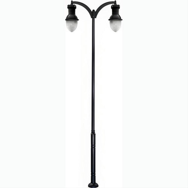Dabmar Lighting GM9272-L160-30K-B Cast Alum 1 Post Top Fixture Pole + Base 120V-277V E39 2X LED 80W 30K Black