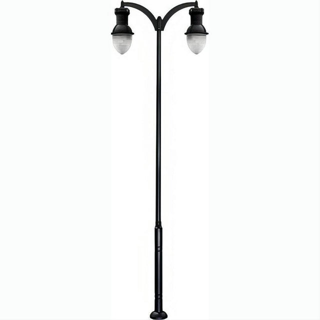 Dabmar Lighting GM9272-L160-40K-B Cast Alum 1 Post Top Fixture Pole + Base 120V-277V E39 2X LED 80W 40K Black