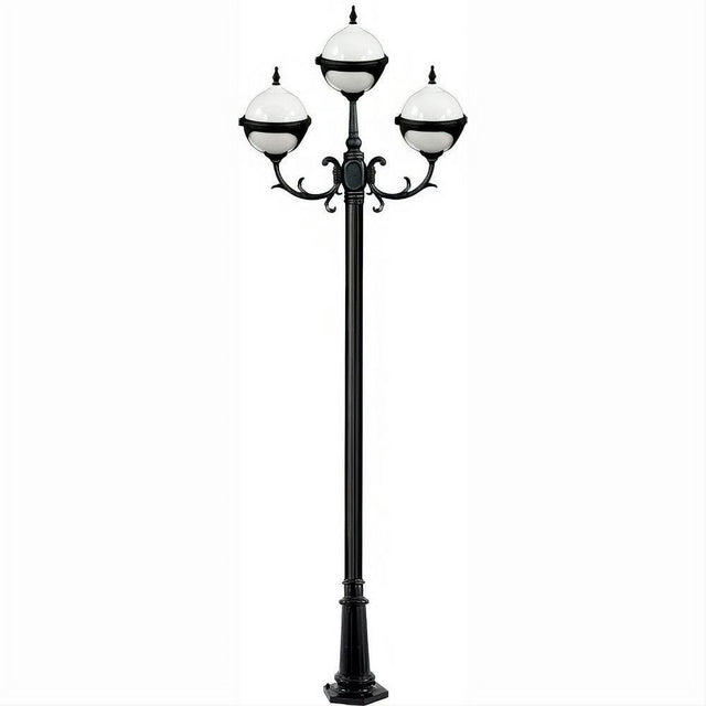 Dabmar Lighting GM9723-B Cast Alum 3 Post Top Fixture Pole + Base 120V E26 No Lamp Black