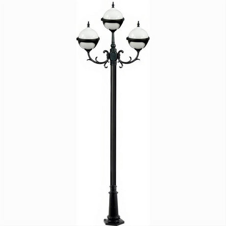 Dabmar Lighting GM9723-L18-60K-B Cast Alum 3 Post Top Fixture Pole + Base 120V E26 3X LED 6W 60K Black