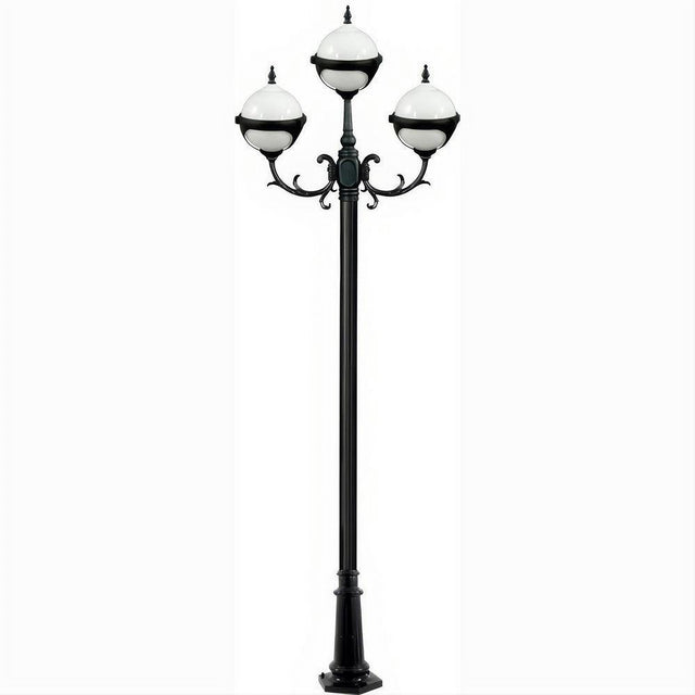 Dabmar Lighting GM9723-L18-60K-B Cast Alum 3 Post Top Fixture Pole + Base 120V E26 3X LED 6W 60K Black