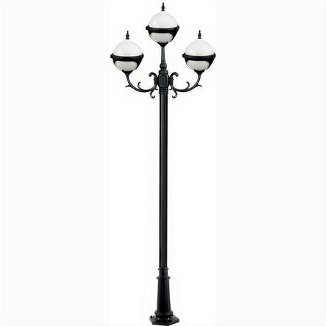 Dabmar Lighting GM9723-L54-65K-B Cast Alum 3 Post Top Fixture Pole + Base 120V-277V E26 3X LED 18W 65K Black