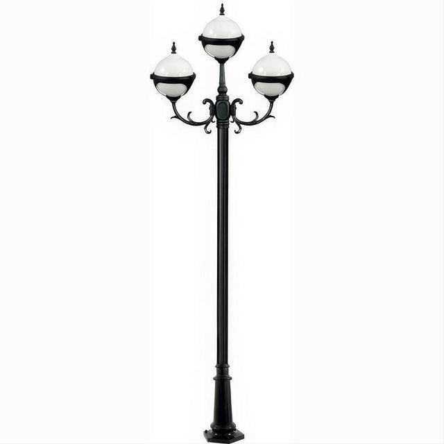 Dabmar Lighting GM9723-L54-65K-B Cast Alum 3 Post Top Fixture Pole + Base 120V-277V E26 3X LED 18W 65K Black