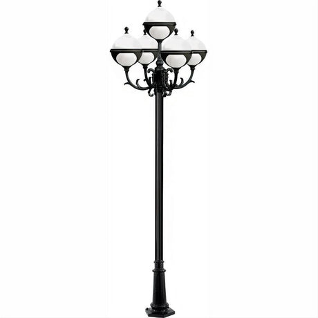 Dabmar Lighting GM9725-L45-27K-B Cast Alum 5 Post Top Fixture Pole + Base 120V GU24 5X LED 9W 27K Black