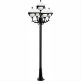 Dabmar Lighting GM9725-L45-40K-B Cast Alum 5 Post Top Fixture Pole + Base 120V GU24 5X LED 9W 40K Black