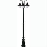 Dabmar Lighting GM9903-L27-40K-B Cast Alum 3 Post Top Fixture Pole + Base 120V GU24 3X LED 9W 40K Black