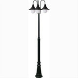 Dabmar Lighting GM9903-L54-30K-B Cast Alum 3 Post Top Fixture Pole + Base 120V E26 3X LED 18W 30K Black