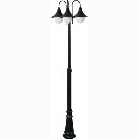 Dabmar Lighting GM9903-L54-30K-B Cast Alum 3 Post Top Fixture Pole + Base 120V E26 3X LED 18W 30K Black