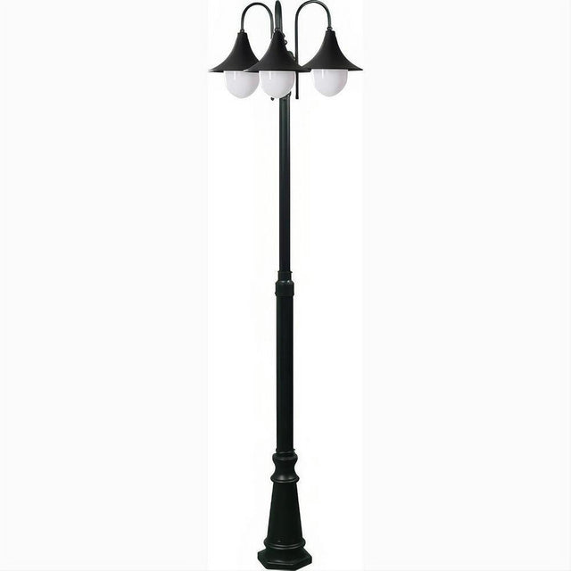 Dabmar Lighting GM9903-L54-30K-B Cast Alum 3 Post Top Fixture Pole + Base 120V E26 3X LED 18W 30K Black