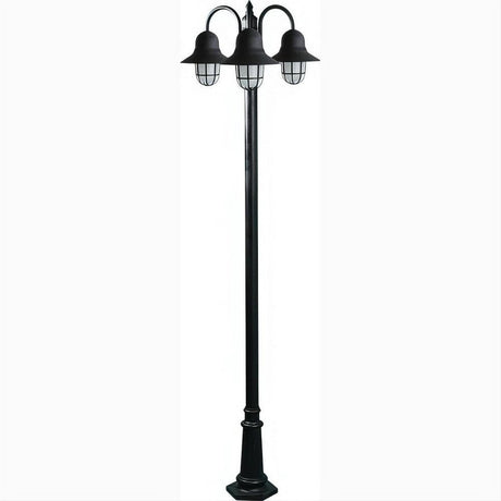Dabmar Lighting GM9913-L27-27K-B Cast Alum 3 Post Top Fixture Pole + Base 120V GU24 3X LED 9W 27K Black