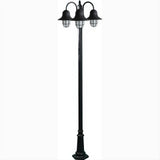Dabmar Lighting GM9913-L27-40K-B Cast Alum 3 Post Top Fixture Pole + Base 120V GU24 3X LED 9W 40K Black
