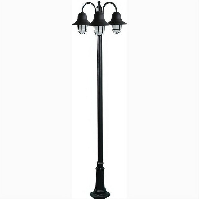 Dabmar Lighting GM9913-L54-30K-B Cast Alum 3 Post Top Fixture Pole + Base 120V E26 3X LED 18W 30K Black