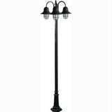 Dabmar Lighting GM9913-L54-65K-B Cast Alum 3 Post Top Fixture Pole + Base 120V E26 3X LED 18W 65K Black