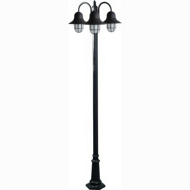 Dabmar Lighting GM9913-L54-65K-B Cast Alum 3 Post Top Fixture Pole + Base 120V E26 3X LED 18W 65K Black