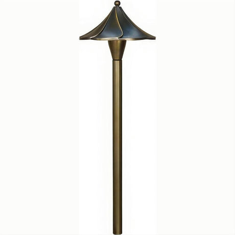 Dabmar Lighting LV47-L3-64K-WBS Brass Scalloped Path Light 12V G4 LED 3W 64K Weathered Brass