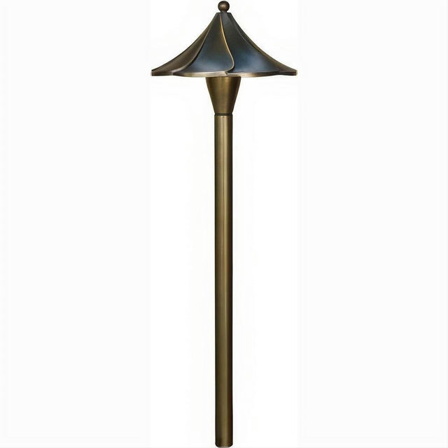 Dabmar Lighting LV47-L3-AMB-WBS Brass Scalloped Path Light 12V G4 LED 3W RGBW Weathered Brass