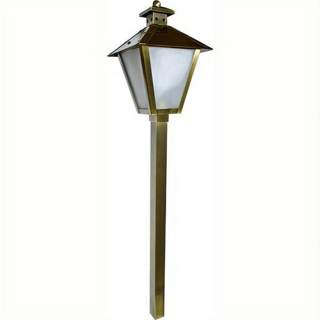 Dabmar Lighting LV82-L3-64K-ABS Brass Post Lantern Path Light 12V G4 3W 64K Antique Brass