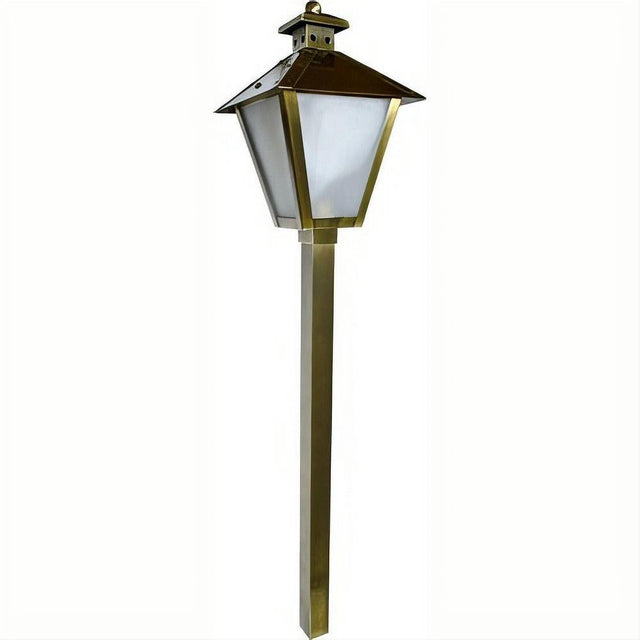 Dabmar Lighting LV82-L3-64K-ABS Brass Post Lantern Path Light 12V G4 3W 64K Antique Brass