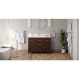 Jeffrey Alexander Katara 48" Dark Walnut Single Sink Bathroom Vanity with White Quartz Top - 8 in. Widespread Faucet Top