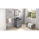 Jeffrey Alexander Cade 24" Grey Single Sink Bathroom Vanity with Black Granite Top - 8 in. Widespread Faucet Top