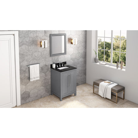 Jeffrey Alexander Cade 24" Grey Single Sink Bathroom Vanity with Black Granite Top - 8 in. Widespread Faucet Top