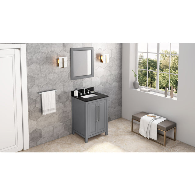 Jeffrey Alexander Cade 24" Grey Single Sink Bathroom Vanity with Black Granite Top - 8 in. Widespread Faucet Top