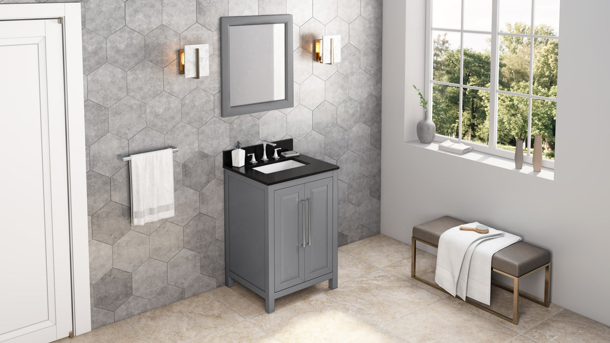Jeffrey Alexander Cade 24" Grey Single Sink Bathroom Vanity with Black Granite Top - 8 in. Widespread Faucet Top product image 7