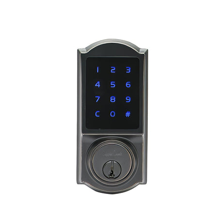 Copper Creek DBZH3410TB keyless electronic deadbolt in polished brass, additional view