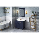 Jeffrey Alexander Chatham 36" Hale Blue Single Sink Bathroom Vanity with Calacatta Vienna Quartz Top - 8 in. Widespread Faucet Top