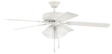 Craftmade DCF52W5C3W matte white ceiling fan blades included