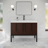 Jeffrey Alexander Tempest 48" Dark Walnut Single Sink Bathroom Vanity with White Resin Top - Single-Hole Faucet Top - VKTEM48DWSQRE product image 2