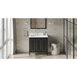 Jeffrey Alexander Percival 36" Black Single Sink Bathroom Vanity with White Quartz Top - 8 in. Widespread Faucet Top