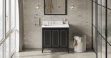 Jeffrey Alexander Percival 36" Black Single Sink Bathroom Vanity with White Quartz Top - 8 in. Widespread Faucet Top product image 6