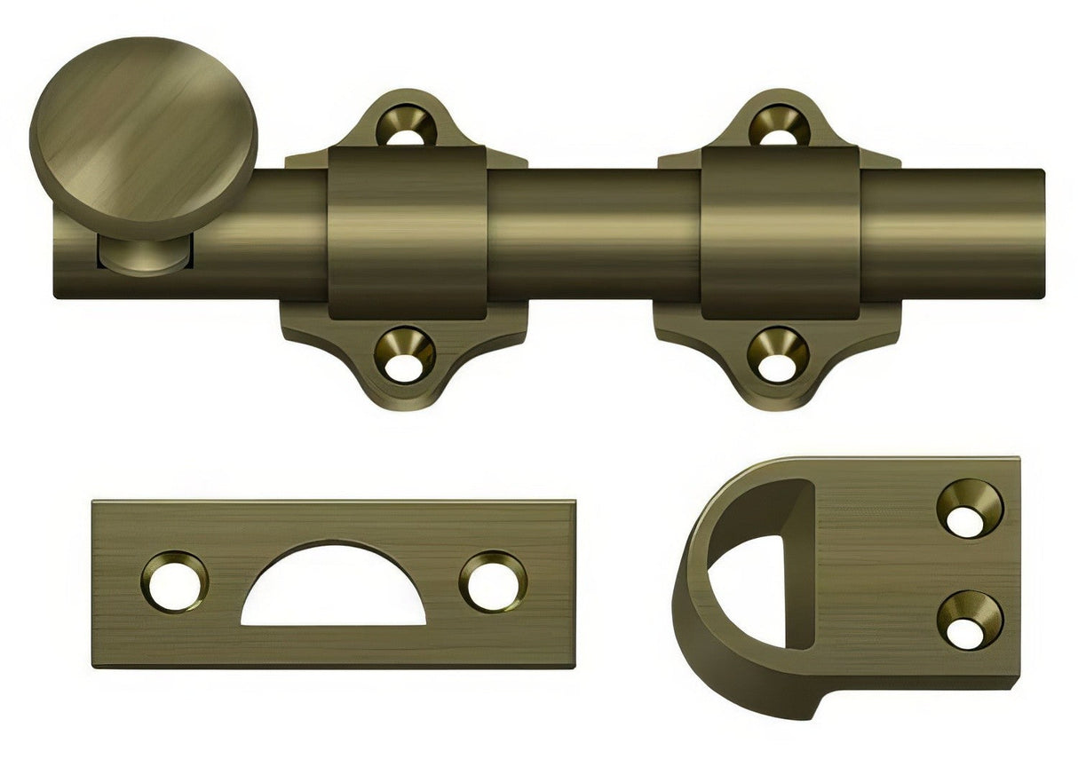 Deltana DDB425U5 antique brass dutch door bolt