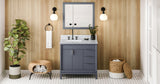 Jeffrey Alexander Theodora 36" Blue Steel Single Sink Bathroom Vanity with White Carrara Marble Top - 8 in. Widespread Faucet Top product image 7