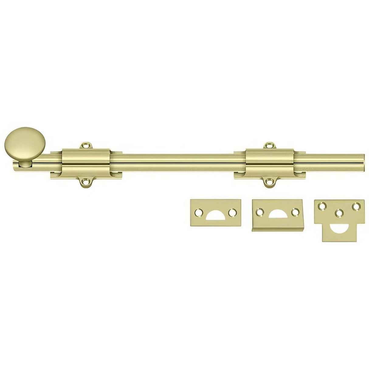 Deltana 12SB3-UNL 12SB 12" HD Surface Bolt Unlacquered Bright Brass