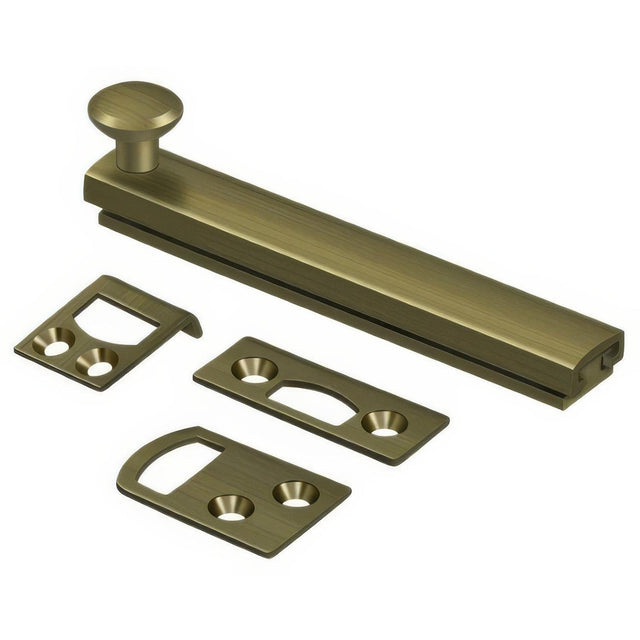Deltana 4SBCS5 4SBCS 4" Surface Bolt with Concealed Screws Antique Brass
