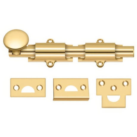 Deltana 6SB003 6SB 6" Security Surface Bolt Lifetime Polished Brass