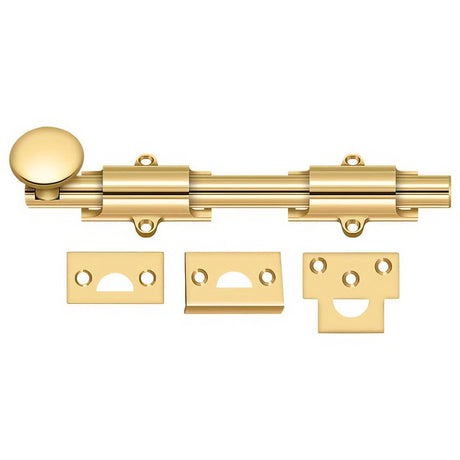 Deltana 8SB003 8SB 8" Solid Brass Surface Bolt Lifetime Polished Brass