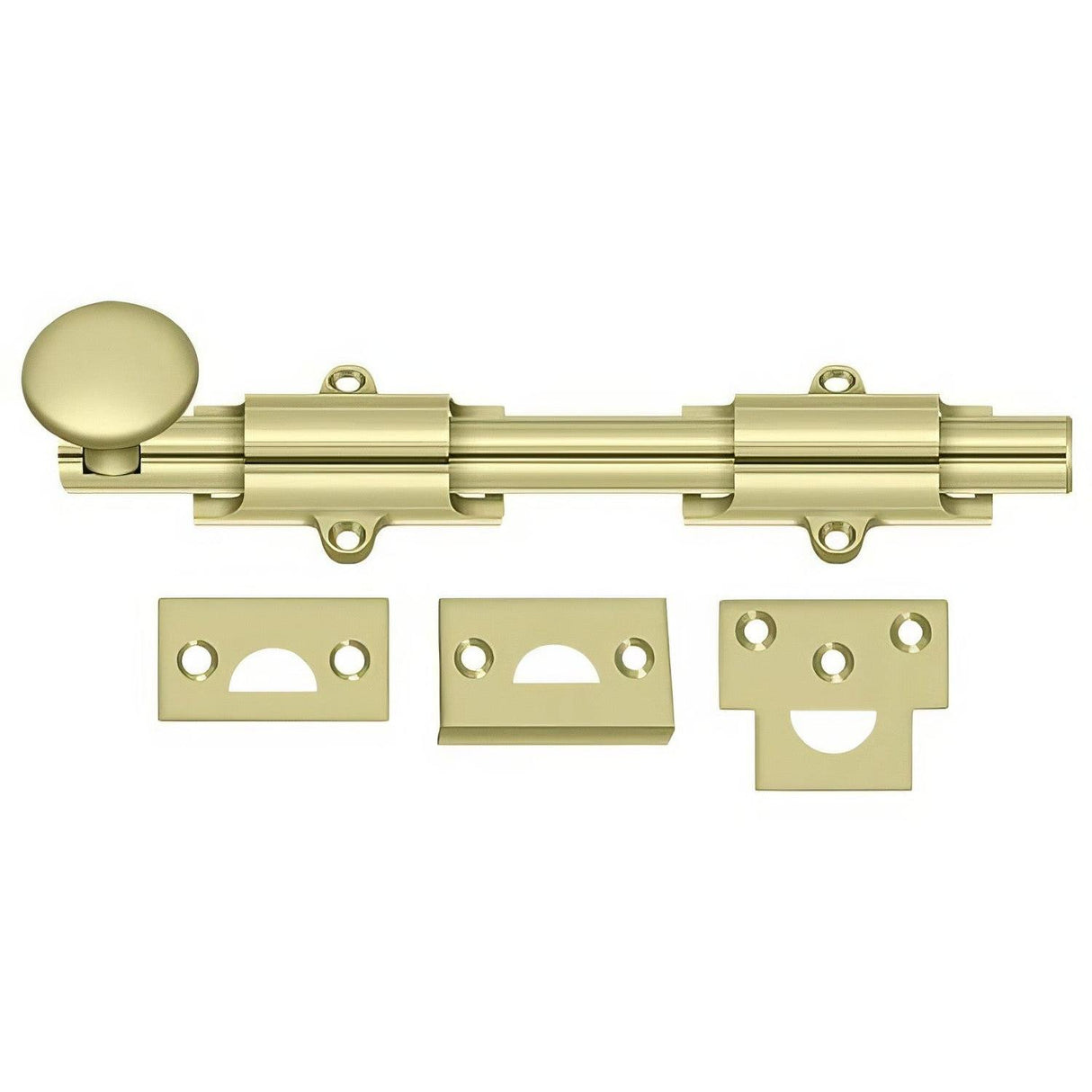 Deltana 8SB3-UNL 8SB 8" Solid Brass Surface Bolt Unlacquered Bright Brass