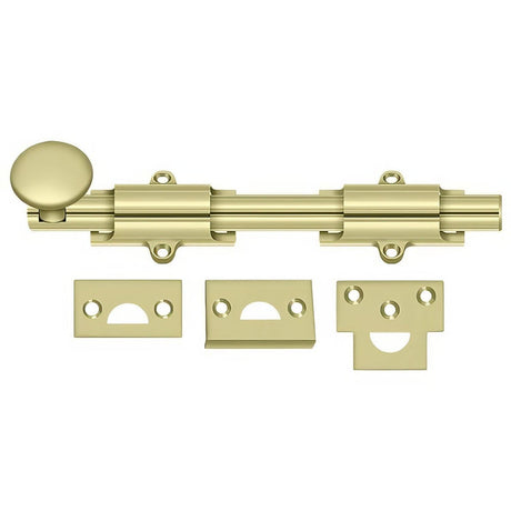 Deltana 8SB3-UNL 8SB 8" Solid Brass Surface Bolt Unlacquered Bright Brass
