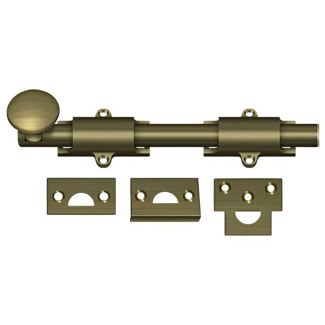 Deltana 8SB5 8SB 8" Solid Brass Surface Bolt Antique Brass