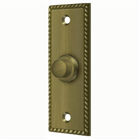 Deltana BBSR333U5 BBSR333 Rectangular Rope Bell Button Antique Brass