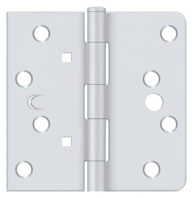 Deltana DE4404TTUSP 4" x 4" 1/4" Radius Corner Plain Bearing Door Hinge