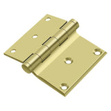 Deltana DHS3035U3 DHS3035 3" x 3-1/2" Square Corner Door Hinge Polished Brass