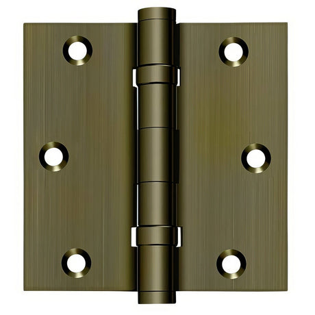 Deltana DSB35B5 DSB35B 3-1/2" x 3-1/2" Square Corner Ball Bearing Door Hinge Antique Brass