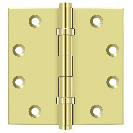Deltana DSB45B3 DSB45B 4-1/2" x 4-1/2" Square Corner Ball Bearing Door Hinge Polished Brass