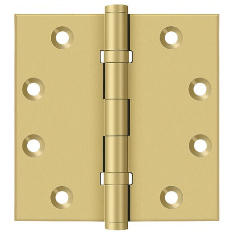 Deltana DSB45B4 DSB45B 4-1/2" x 4-1/2" Square Corner Ball Bearing Door Hinge Satin Brass