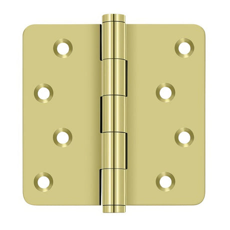 Deltana DSB4R43-RZ DSB4R4-RZ 4" x 4" 1/4" Radius Corner Ball Bearing Door Hinge Polished Brass